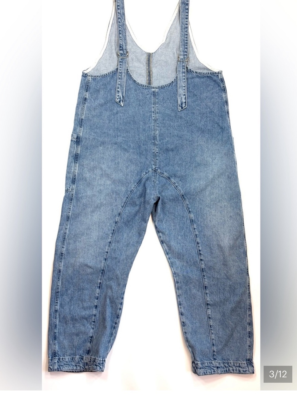 Free People Light Wash Denim Overalls in Faded Blue - Picture 3 of 7